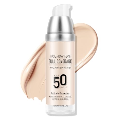 KYDA Liquid Foundation, SPF 50 PA+++, Full Coverage Matte Foundation BB Cream, Feuchtigkeitsspendende Flawless Liquid Concealer Foundation für jede Haut, 1.01 fl oz, IVORY KYDA Liquid Foundation, SPF 50 PA+++, Full Coverage Matte Foundation BB Cream, Feuchtigkeitsspendende Flawless Liquid Concealer Foundation für jede Haut, 1.01 fl oz, IVORY von KYDA