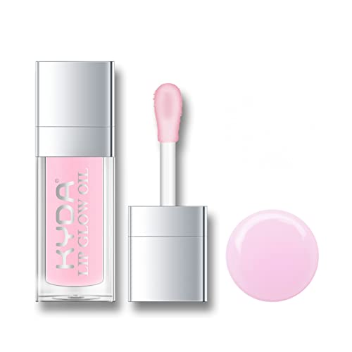 KYDA Plumping&Hydrating Lip Glow Oil, Moisturizing Crystal Jelly Lip Oil Lip Gloss, Transparentes Lippenöl Getönt für die Lippenpflege Verhindert Rissige Lippen (002# Natural Pink) von KYDA