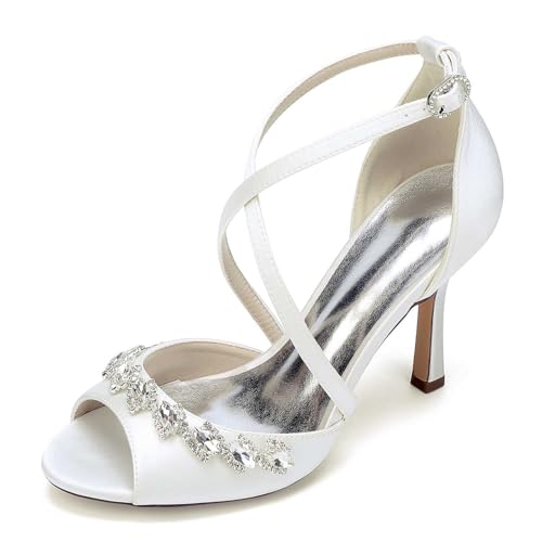Damen-Strass-Kitten-Heel Mit Kreuzriemen, Elegante Offene Zehen-schnallen-high-Heels Für Damen, Spitze Brautschuhe Für Die Braut Zum Abendball Damen-Strass-Kitten-Heel Mit Kreuzriemen, Elegante Offene Zehen-schnallen-high-Heels Für Damen, Spitze Brautschuhe Für Die Braut Zum Abendball von KYEGLO