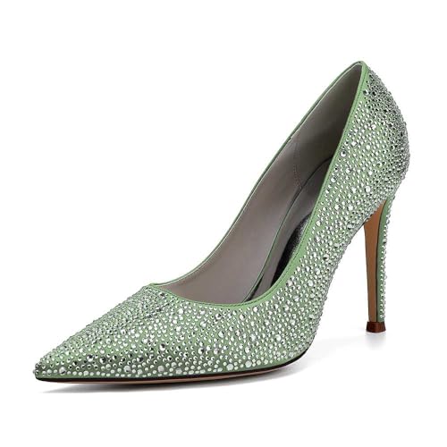 Damen-slipper Aus Satin Mit Stiletto-absatz, Strassbesetzte Sandaletten Mit Geschlossener Spitze Für Damen, Brautschuhe Für Hochzeiten, Perfekt Für Abendveranstaltungen, Abschlussbälle Und Tanzabende Damen-slipper Aus Satin Mit Stiletto-absatz, Strassbesetzte Sandaletten Mit Geschlossener Spitze Für Damen, Brautschuhe Für Hochzeiten, Perfekt Für Abendveranstaltungen, Abschlussbälle Und Tanzabende von KYEGLO
