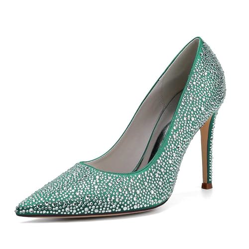 Damen-slipper Aus Satin Mit Stiletto-absatz, Strassbesetzte Sandaletten Mit Geschlossener Spitze Für Damen, Brautschuhe Für Hochzeiten, Perfekt Für Abendveranstaltungen, Abschlussbälle Und Tanzabende Damen-slipper Aus Satin Mit Stiletto-absatz, Strassbesetzte Sandaletten Mit Geschlossener Spitze Für Damen, Brautschuhe Für Hochzeiten, Perfekt Für Abendveranstaltungen, Abschlussbälle Und Tanzabende von KYEGLO