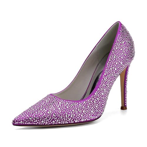 Damen-slipper Aus Satin Mit Stiletto-absatz, Strassbesetzte Sandaletten Mit Geschlossener Spitze Für Damen, Brautschuhe Für Hochzeiten, Perfekt Für Abendveranstaltungen, Abschlussbälle Und Tanzabende Damen-slipper Aus Satin Mit Stiletto-absatz, Strassbesetzte Sandaletten Mit Geschlossener Spitze Für Damen, Brautschuhe Für Hochzeiten, Perfekt Für Abendveranstaltungen, Abschlussbälle Und Tanzabende von KYEGLO