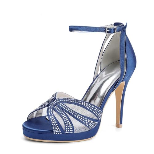 Runde Zehenpartie, Damen-Satin-Stiletto-high-Heels, Offene Zehenpartie, Brautjungfernschuhe Mit Fesselriemchen, Strasssteine, Brautschuhe Für Hochzeiten, Perfekt Für Brautpartys Und Abschlussbälle Runde Zehenpartie, Damen-Satin-Stiletto-high-Heels, Offene Zehenpartie, Brautjungfernschuhe Mit Fesselriemchen, Strasssteine, Brautschuhe Für Hochzeiten, Perfekt Für Brautpartys Und Abschlussbälle von KYEGLO