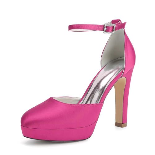 Runde Zehenpartie, Satin-high-Heels Für Damen, Brautjungfernschuhe Mit Geschlossener Zehenpartie Und Fesselriemchen, Brautschuhe Für Hochzeiten, Perfekt Für Hochzeiten, Abschlussbälle Und Tanzabende Runde Zehenpartie, Satin-high-Heels Für Damen, Brautjungfernschuhe Mit Geschlossener Zehenpartie Und Fesselriemchen, Brautschuhe Für Hochzeiten, Perfekt Für Hochzeiten, Abschlussbälle Und Tanzabende von KYEGLO