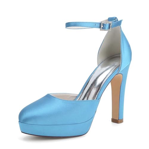 Runde Zehenpartie, Satin-high-Heels Für Damen, Brautjungfernschuhe Mit Geschlossener Zehenpartie Und Fesselriemchen, Brautschuhe Für Hochzeiten, Perfekt Für Hochzeiten, Abschlussbälle Und Tanzabende Runde Zehenpartie, Satin-high-Heels Für Damen, Brautjungfernschuhe Mit Geschlossener Zehenpartie Und Fesselriemchen, Brautschuhe Für Hochzeiten, Perfekt Für Hochzeiten, Abschlussbälle Und Tanzabende von KYEGLO
