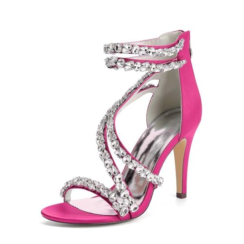 Satin-Stiletto-high-Heels Für Damen Mit Offener Spitze, Brautjungfernschuhe Mit Runder Spitze Und Fesselriemchen, Strass-Brautschuhe Für Hochzeiten, Perfekt Für Brautpartys Und Abschlussbälle Satin-Stiletto-high-Heels Für Damen Mit Offener Spitze, Brautjungfernschuhe Mit Runder Spitze Und Fesselriemchen, Strass-Brautschuhe Für Hochzeiten, Perfekt Für Brautpartys Und Abschlussbälle von KYEGLO