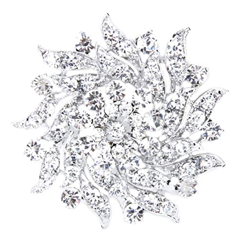Broschen mit Blumen aus klarem Strassstein Brustnadeln Brosche mit Strasssteinen Brautstrauß Hochzeitsstrauß Broschen und Anstecknadeln für Damen Silber von KYEQATY