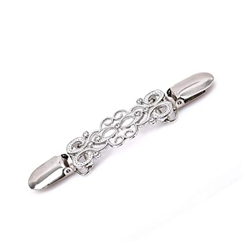 Retro Cardigan Clip Pullover Kragenclip Hemd Bluse Cinch Kleiderrücken Broschenverschluss Clips Blumenmuster Broschen und Anstecknadeln für Damen und Mädchen Kleidungszubehör von KYEQATY