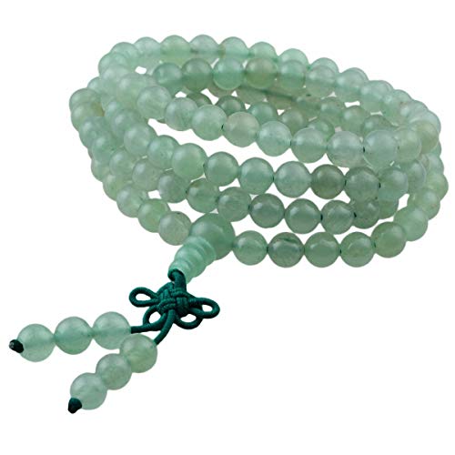 KYEYGWO 108 Gebet Mala Perlen Armband für Damen Herren, 6mm Tibetisch-buddhistischen Heilstein Halskette für Unisex, Grün Aventurine von KYEYGWO