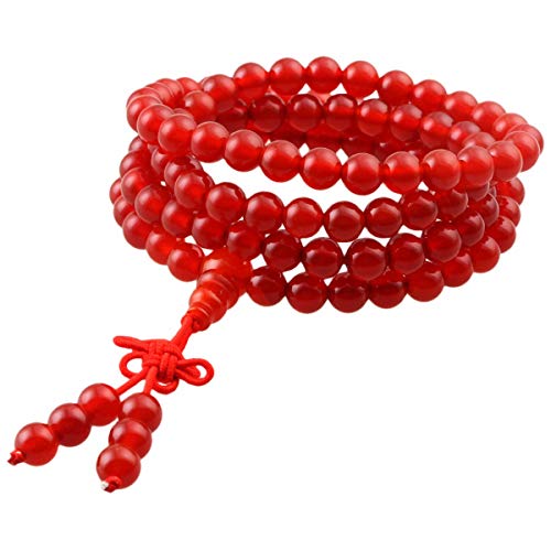 KYEYGWO 108 Gebet Mala Perlen Armband für Damen Herren, 6mm Tibetisch-buddhistischen Heilstein Halskette für Unisex, Karneol von KYEYGWO