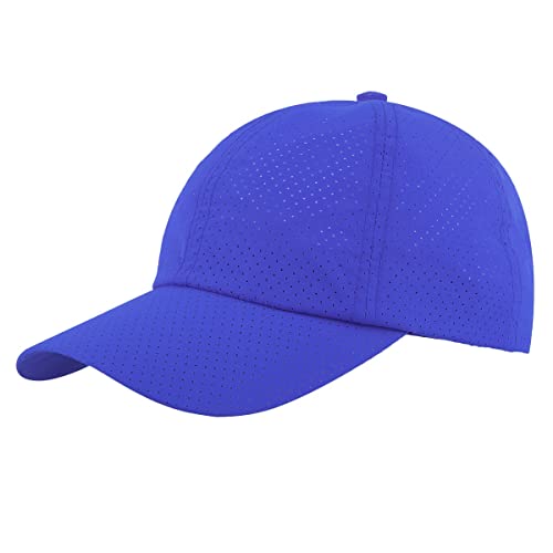 KYEYGWO Atmungsaktive Baseball Cap für Damen und Herren, Schnell Trocknend Baseballkappe Verstellbar Sonnenhut Einfarbig Outdoor Sportmütze, Blau von KYEYGWO