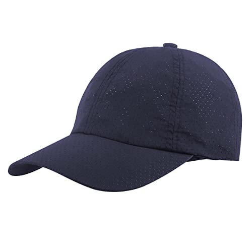 KYEYGWO Atmungsaktive Baseball Cap für Damen und Herren, Schnell Trocknend Baseballkappe Verstellbar Sonnenhut Einfarbig Outdoor Sportmütze, Dunkelblau von KYEYGWO