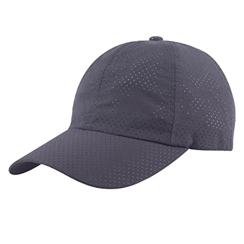 KYEYGWO Atmungsaktive Baseball Cap für Damen und Herren, Schnell Trocknend Baseballkappe Verstellbar Sonnenhut Einfarbig Outdoor Sportmütze, Dunkelgrau von KYEYGWO