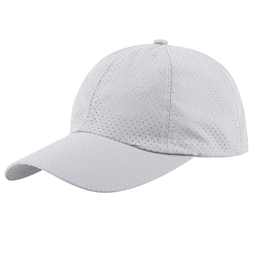 KYEYGWO Atmungsaktive Baseball Cap für Damen und Herren, Schnell Trocknend Baseballkappe Verstellbar Sonnenhut Einfarbig Outdoor Sportmütze, Gräulich von KYEYGWO