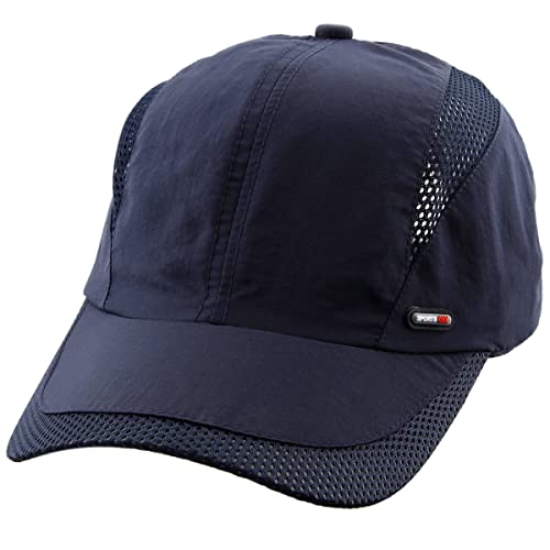 KYEYGWO Atmungsaktive Mesh Baseball Cap für Herren und Damen, Verstellbar Einfarbig Baseballkappe Schnell Trocknend Hüte Outdoor Sonnenhut Freizeit Sportmütze, Blau von KYEYGWO