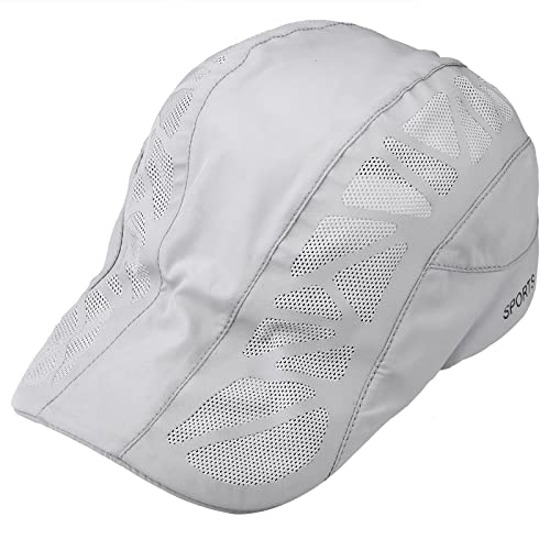 KYEYGWO Atmungsaktive Mesh Schirmmütze für Herren und Damen, Hellgrau Gatsby Newsboy Flatcap Outdoor Sonnenhut Einstellbare Sportmütze Freizeit Barette Cap Sommer Kappe, Hellgrau von KYEYGWO