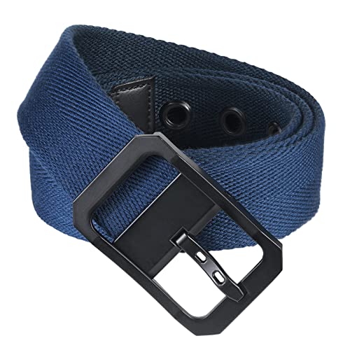KYEYGWO Doppelseitig Canvas Gürtel für Herren und Damen, Kürzbar Stoffgürtel Segeltuch-Gürtel Outdoor Leinwand-Gürtel Casual Arbeitsgürtel mit Einstellbare Dornschließe, Dunkelblau & Hellblau von KYEYGWO