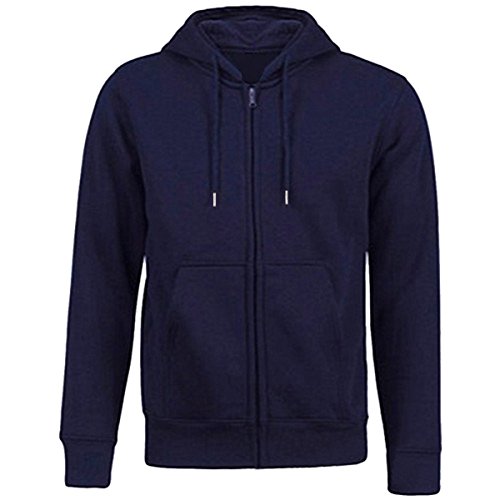 KYEYGWO Dunkelblau Fleece Hoodies Sweatshirts für Herren und Damen, Zip-Hoodie Kapuzenpullover mit Tasche, Einfarbig Lange Ärmel Kapuzenjacke Herbst Winter Sweatjacke, M von KYEYGWO