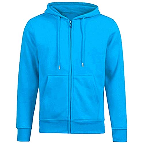 KYEYGWO Eisblau Fleece Hoodies Sweatshirts für Herren und Damen, Zip-Hoodie Kapuzenpullover mit Tasche, Einfarbig Lange Ärmel Kapuzenjacke Herbst Winter Sweatjacke, L von KYEYGWO