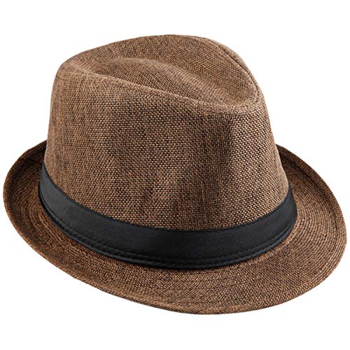 KYEYGWO Fedora-Hut Mode Filz Gangster Hüte für Mann und Frau, Trilby Snap breiter Krempe Vintage Style Dress Hut von KYEYGWO