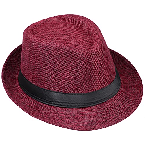 KYEYGWO Fedora-Hut Mode Filz Gangster Hüte für Mann und Frau, Trilby Snap breiter Krempe Vintage Style Dress Hut von KYEYGWO