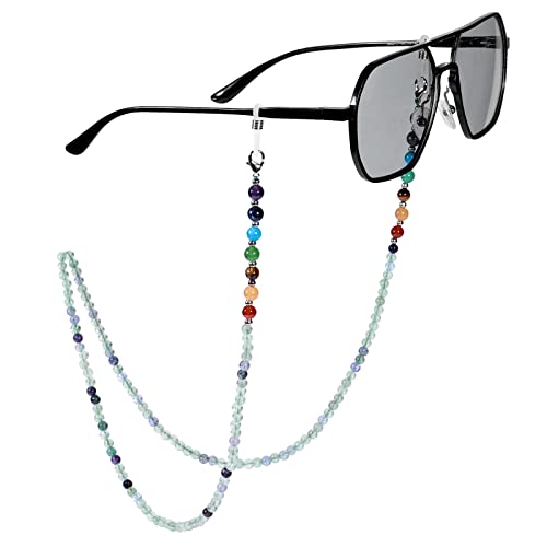 KYEYGWO Fluorite 7 Chakren Stein Perlen Brillenkette für Damen und Herren, Reiki Kristall Brillenband Edelstein Brillenkordel Mode Kette Brillenschnur für Sonnenbrillen, Myopiebrille, Lesebrillen KYEYGWO Fluorite 7 Chakren Stein Perlen Brillenkette für Damen und Herren, Reiki Kristall Brillenband Edelstein Brillenkordel Mode Kette Brillenschnur für Sonnenbrillen, Myopiebrille, Lesebrillen von KYEYGWO