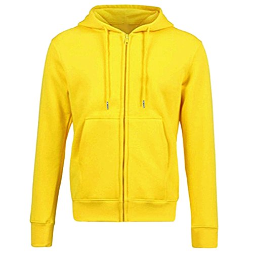 KYEYGWO Gelb Fleece Hoodies Sweatshirts für Herren und Damen, Zip-Hoodie Kapuzenpullover mit Tasche, Einfarbig Lange Ärmel Kapuzenjacke Herbst Winter Sweatjacke, L von KYEYGWO