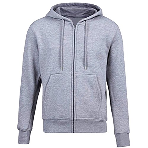 KYEYGWO Grau Fleece Hoodies Sweatshirts für Herren und Damen, Zip-Hoodie Kapuzenpullover mit Tasche, Einfarbig Lange Ärmel Kapuzenjacke Herbst Winter Sweatjacke, XXL von KYEYGWO