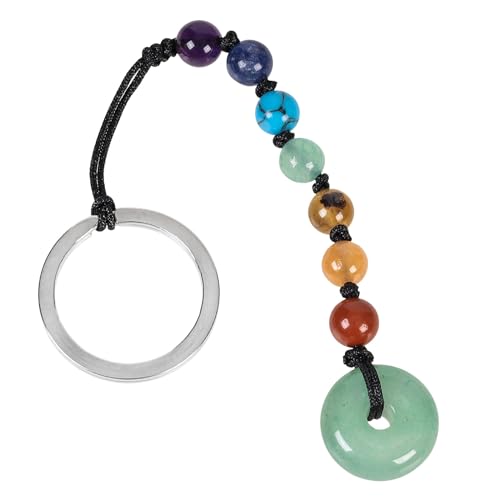 KYEYGWO Grüner Aventurin Kristall Ping An Schnalle Schlüsselanhänger für Unisex, 7 Chakra Stein Schlüsselring Deko Heilstein Taschenanhänger Anhänger für Glücksbringer von KYEYGWO
