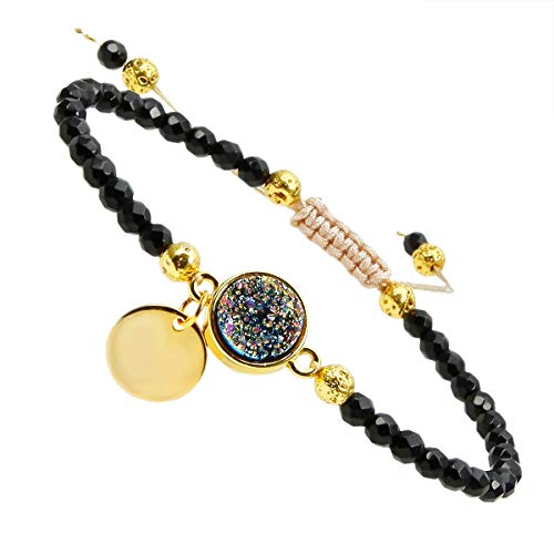 KYEYGWO Heilung Kristall Perlen Armbänder - 4mm Braid Stein Armbänder Einstellbar, Angst Relief Lucky Reiki Armband für Unisex von KYEYGWO