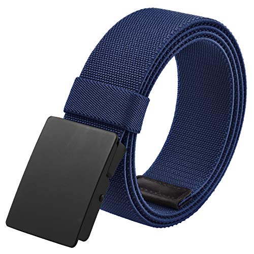 KYEYGWO Herren Elastischer Gürtel mit Metallschnalle, Einstellbare Stoffgürtel Stretch Nylon Gürtels Tactical Freizeitgürtel Männer Arbeitsgürtel für Outdoor, Blau von KYEYGWO