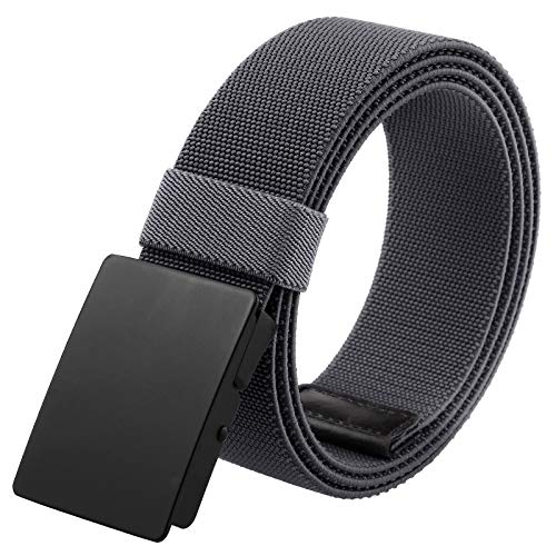 KYEYGWO Herren Elastischer Gürtel mit Metallschnalle, Einstellbare Stoffgürtel Stretch Nylon Gürtels Tactical Freizeitgürtel Männer Arbeitsgürtel für Outdoor, Dunkelgrau von KYEYGWO