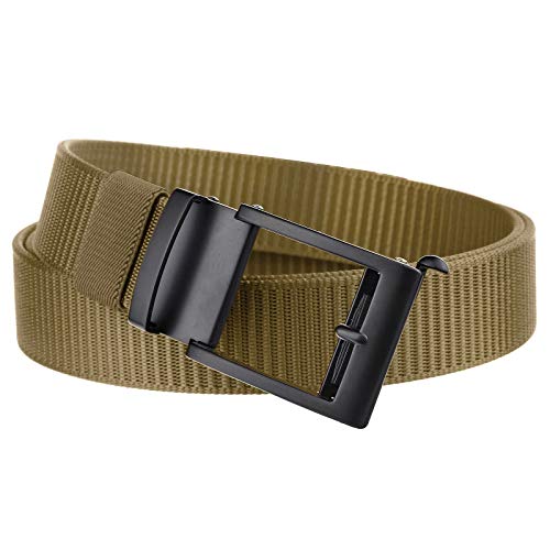 KYEYGWO Herren Nylon Gürtel mit Automatik Schnalle, Verstellbar Stoffgürtel Outdoor Taillengürtel Tactical Freizeitgürtel Männer Arbeitsgürtel, Wolfbraun von KYEYGWO