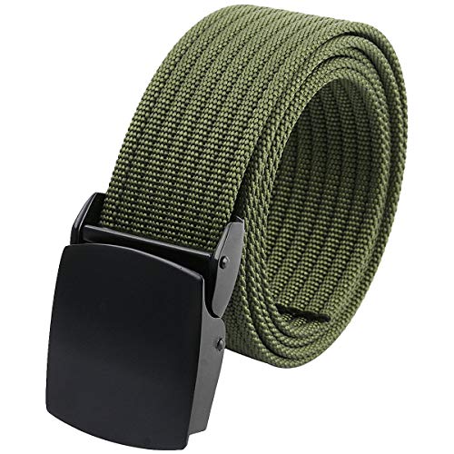 KYEYGWO Einstellbare Nylon Freizeitgürtel, Herren Tactical Hiking Belt aus Metallschnalle, Outdoor Stoffgürtel Männer Taillengürtel im Militärstil, Grün von KYEYGWO