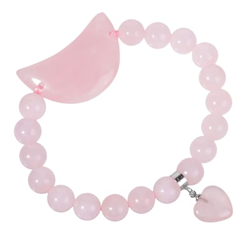 KYEYGWO Natürliche Rosenquarz Mondkristall Armband für Damen, Reiki Heilung Glück 8mm Perlen Mode Armband Schmuck Amulet von KYEYGWO