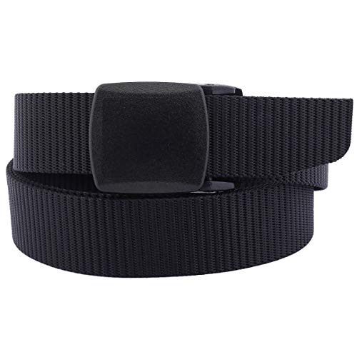 KYEYGWO Nylon Freizeitgürtel für Herren, Herren Tactical Hiking Belt aus Kunststoffschnalle, Einfarbig Militärgürtel Einstellbar Stoffgürtel, Schwarz von KYEYGWO