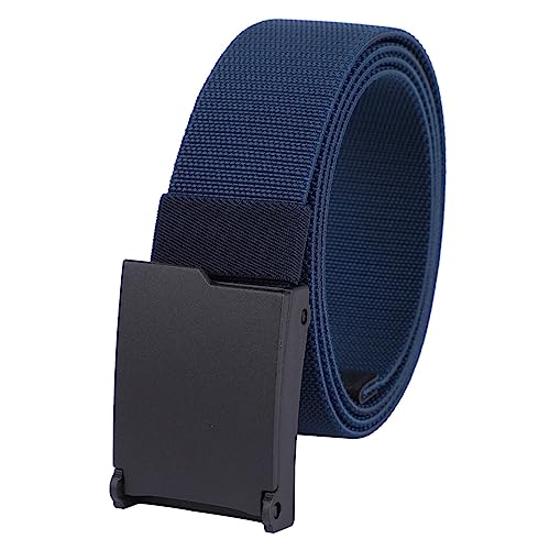 KYEYGWO Nylon Stretch Gürtel für Herren und Damen, Einstellbare Arbeitsgürtel Elastischer Stoffgürtel Outdoor Militärgürtel mit Kunststoffschnalle, 3,8cm Breite, Blau von KYEYGWO