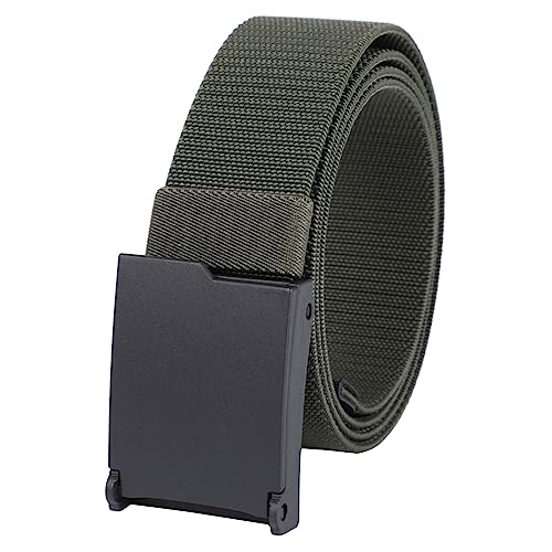 KYEYGWO Nylon Stretch Gürtel für Herren und Damen, Einstellbare Arbeitsgürtel Elastischer Stoffgürtel Outdoor Militärgürtel mit Kunststoffschnalle, 3,8cm Breite, Grün von KYEYGWO