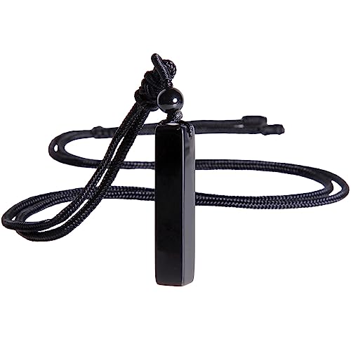 KYEYGWO Obsidian Quader Kristall Anhänger für Damen und Herren, Heilung Stein Bar Halsketten Rechteck Edelstein Ketten Glückstein Amulett Segen Schmuck mit Verstellbarer Nylonseil von KYEYGWO