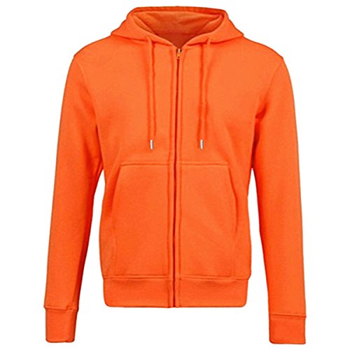 KYEYGWO Orange Fleece Hoodies Sweatshirts für Herren und Damen, Zip-Hoodie Kapuzenpullover mit Tasche, Einfarbig Lange Ärmel Kapuzenjacke Herbst Winter Sweatjacke, S von KYEYGWO