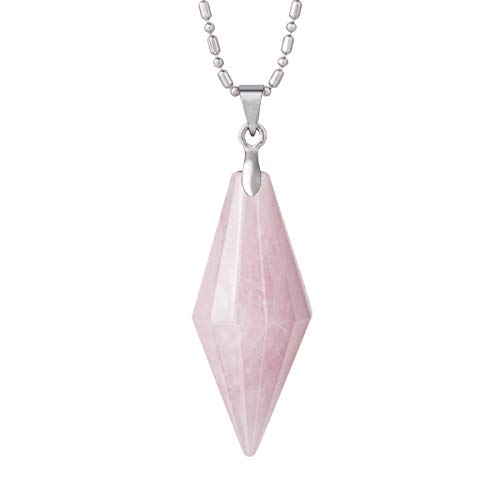 KYEYGWO Rosenquarz Doppelte Kristall Punkt Anhänger für Damen und Herren, Kegel Stein Pendel Doppelspitze Quarz Edelstein Halskette für Reiki Heilung Dowsing Meditation KYEYGWO Rosenquarz Doppelte Kristall Punkt Anhänger für Damen und Herren, Kegel Stein Pendel Doppelspitze Quarz Edelstein Halskette für Reiki Heilung Dowsing Meditation von KYEYGWO