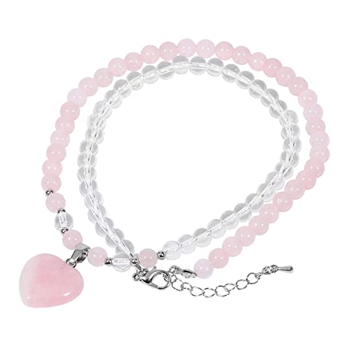 KYEYGWO Rosenquarz Kristall Perlen Armband für Damen, Herz Stein Anhänger Herzform Edelstein Halsketten Chakra Armbänder Liebe Perlenketten Heilstein Wickelarmband Zweifarbig Segen Schmuck KYEYGWO Rosenquarz Kristall Perlen Armband für Damen, Herz Stein Anhänger Herzform Edelstein Halsketten Chakra Armbänder Liebe Perlenketten Heilstein Wickelarmband Zweifarbig Segen Schmuck von KYEYGWO