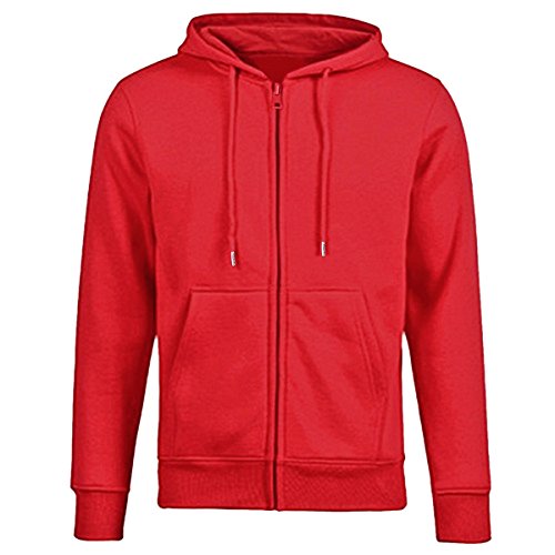 KYEYGWO Rot Fleece Hoodies Sweatshirts für Herren und Damen, Zip-Hoodie Kapuzenpullover mit Tasche, Einfarbig Lange Ärmel Kapuzenjacke Herbst Winter Sweatjacke, S von KYEYGWO