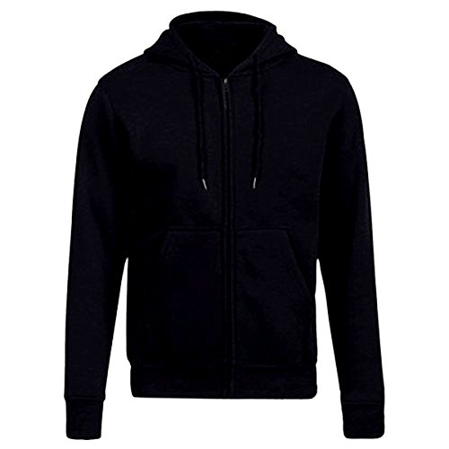 KYEYGWO Schwarz Fleece Hoodies Sweatshirts für Herren und Damen, Zip-Hoodie Kapuzenpullover mit Tasche, Einfarbig Lange Ärmel Kapuzenjacke Herbst Winter Sweatjacke, L von KYEYGWO