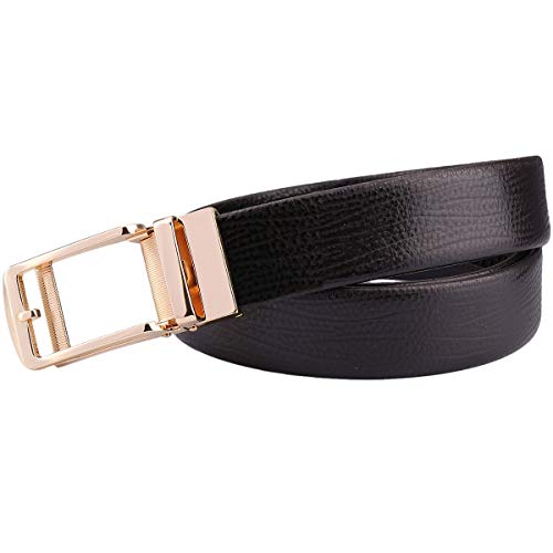 KYEYGWO Slide Ratchet Leather Casual Belt für Männer mit automatischer Reißverschlussschnalle, Click Dress Jeans Strap Rindsgürtel von KYEYGWO