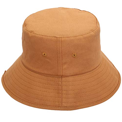 KYEYGWO UV Schutz Sonnenhut für Damen und Herren, Einfarbiger Baumwolle Fischerhut, Atmungsaktiver Neutraler Eimerhut Freizeit Outdoor-Hut für Klettern, Camping, Strandreisen, Dunkles Khaki von KYEYGWO