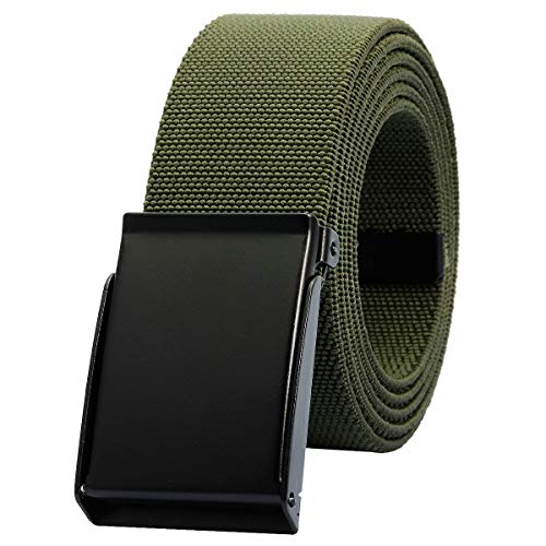 KYEYGWO Unisex Gürtel Verstellbar Einfarbig Stretch Elastisch Web Gürtel mit Flip Top Metallschnalle, Armeegrün von KYEYGWO