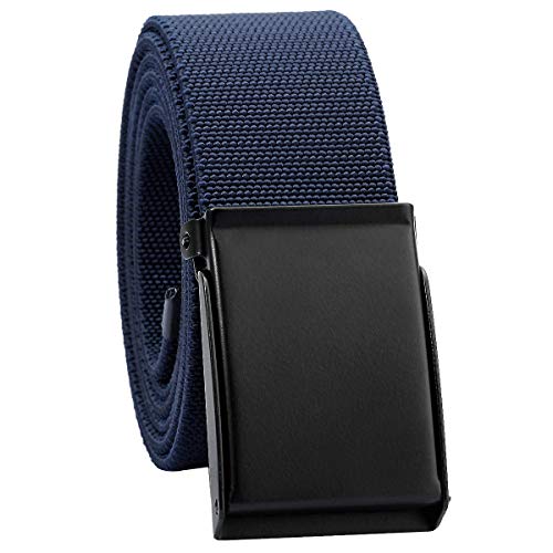 KYEYGWO Unisex Gürtel Verstellbar Einfarbig Stretch Elastisch Web Gürtel mit Flip Top Metallschnalle, Dunkelblau von KYEYGWO