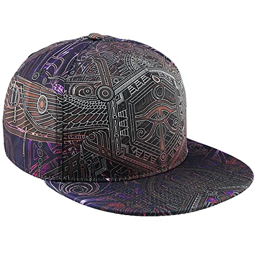 KYEYGWO Unisex Hip Hop Kappe mit 3D Gedrucktes Muster, Verstellbar Snapback Cap Flat Brim Baseball Cap Klassisch Sport Mützen für Herren und Damen von KYEYGWO