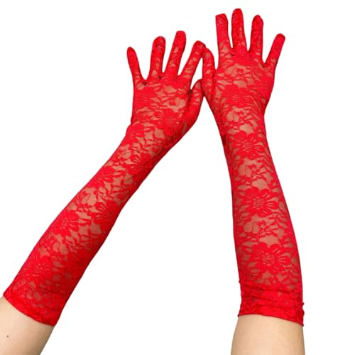 1 Paar Handschuhe, Lang Satinhandschuhe, Damen Fingerlose Handschuhe Spitze, Handschuhe Lange, Netz Handschuhe, Abendhandschuhe, Für Party Abend Prom Oper Party Handschuhe von KYLOS